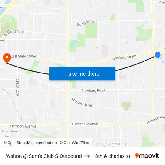 Walton @ Sam's Club-S-Outbound to 18th & charles st map