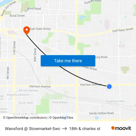 Wansford @ Stowmarket-Swc to 18th & charles st map
