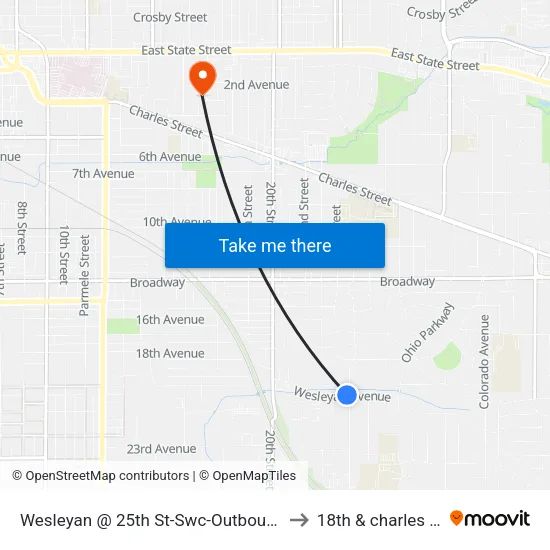 Wesleyan @ 25th St-Swc-Outbound to 18th & charles st map