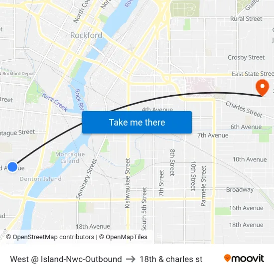 West @ Island-Nwc-Outbound to 18th & charles st map