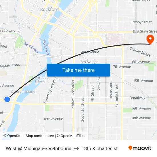 West @ Michigan-Sec-Inbound to 18th & charles st map
