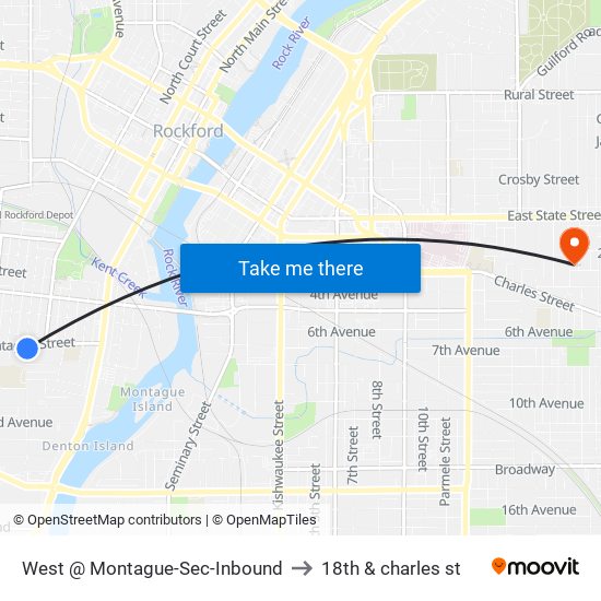 West @ Montague-Sec-Inbound to 18th & charles st map