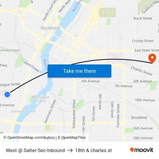 West @ Salter-Sec-Inbound to 18th & charles st map
