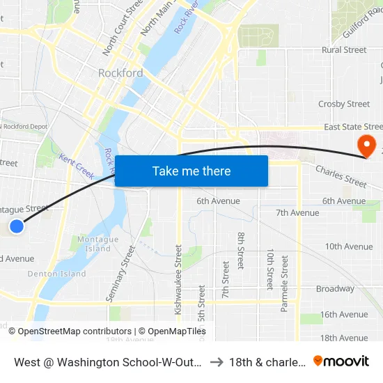 West @ Washington School-W-Outbound to 18th & charles st map