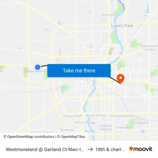 Westmoreland @ Garland Ct-Nwc-Inbound to 18th & charles st map