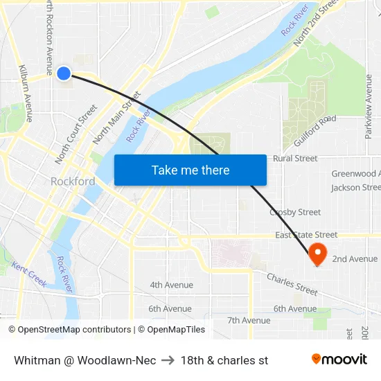 Whitman @ Woodlawn-Nec to 18th & charles st map