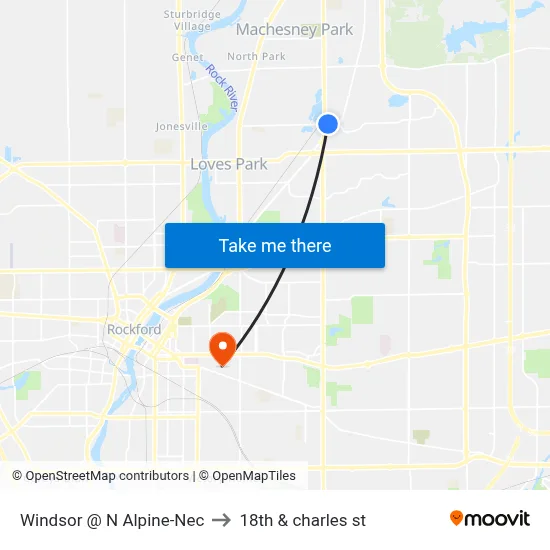 Windsor @ N Alpine-Nec to 18th & charles st map