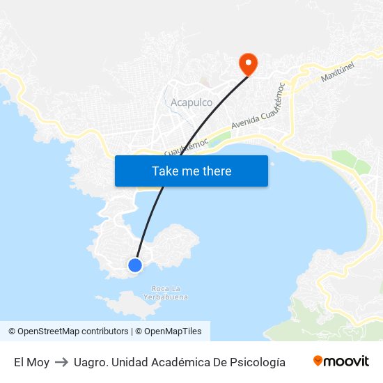 El Moy to Uagro. Unidad Académica De Psicología map