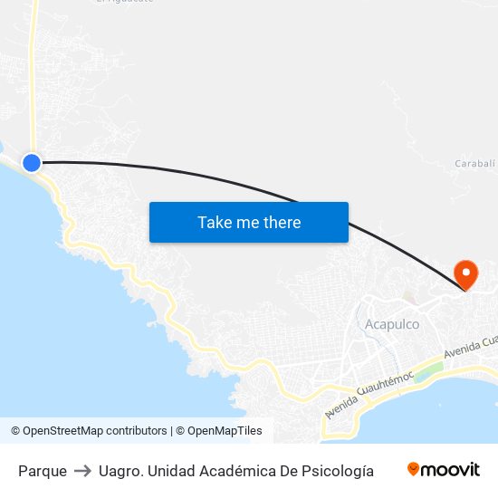 Parque to Uagro. Unidad Académica De Psicología map