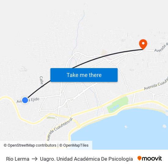 Rio Lerma to Uagro. Unidad Académica De Psicología map