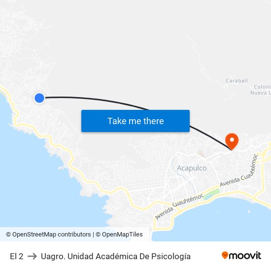 El 2 to Uagro. Unidad Académica De Psicología map