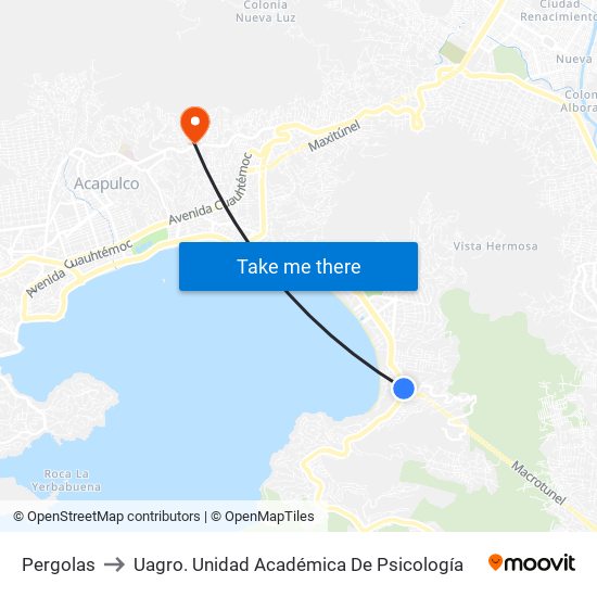 Pergolas to Uagro. Unidad Académica De Psicología map