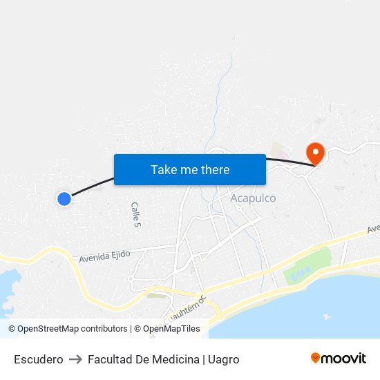 Escudero to Facultad De Medicina | Uagro map