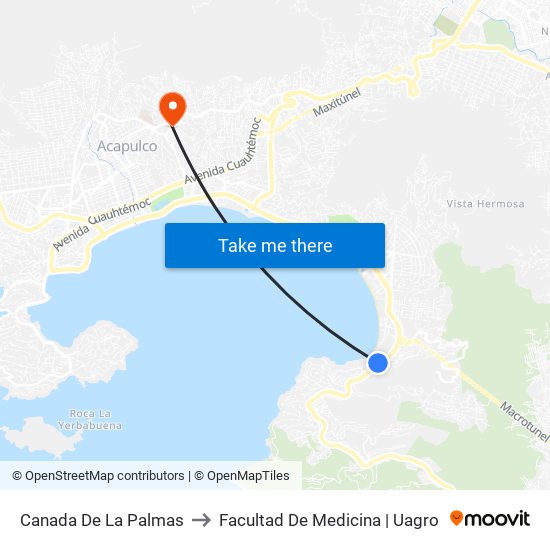 Canada De La Palmas to Facultad De Medicina | Uagro map