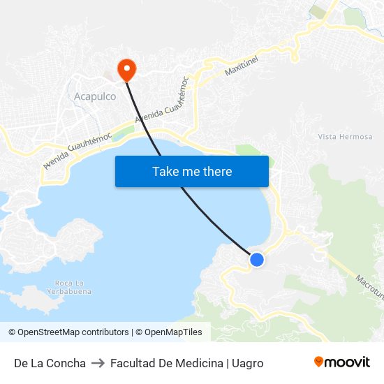 De La Concha to Facultad De Medicina | Uagro map