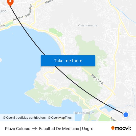 Plaza Colosio to Facultad De Medicina | Uagro map