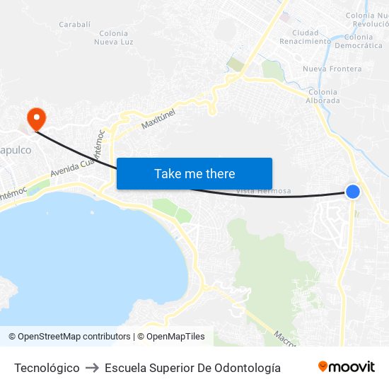 Tecnológico to Escuela Superior De Odontología map