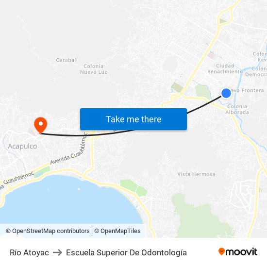 Río Atoyac to Escuela Superior De Odontología map