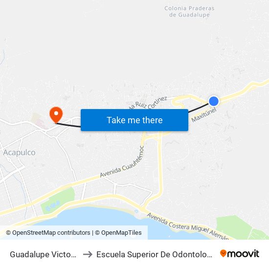 Guadalupe Victoria to Escuela Superior De Odontología map