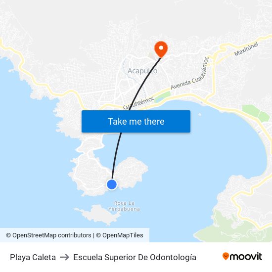 Playa Caleta to Escuela Superior De Odontología map