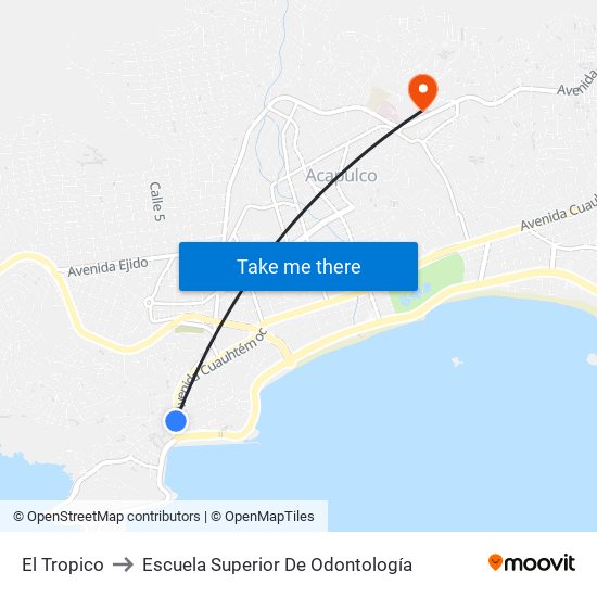 El Tropico to Escuela Superior De Odontología map