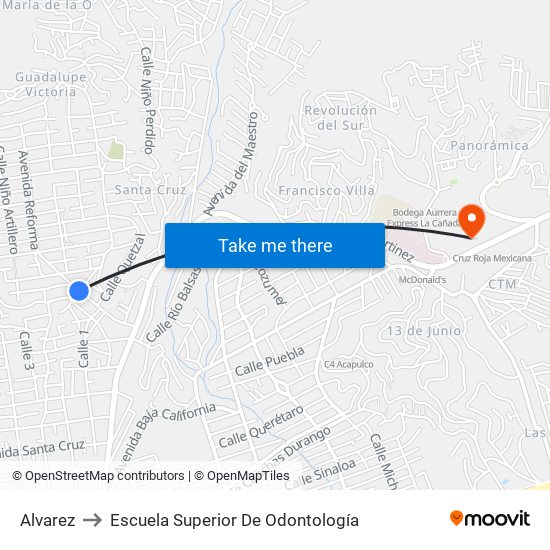 Alvarez to Escuela Superior De Odontología map