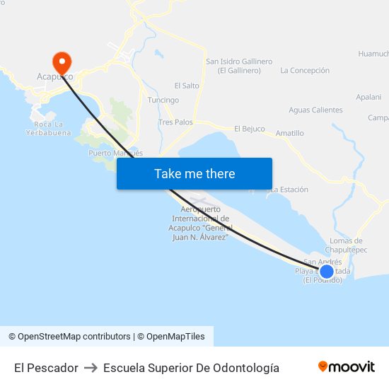 El Pescador to Escuela Superior De Odontología map