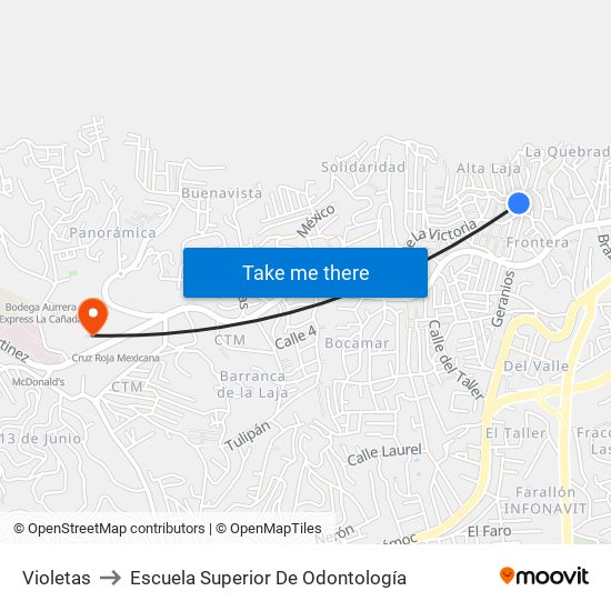 Violetas to Escuela Superior De Odontología map