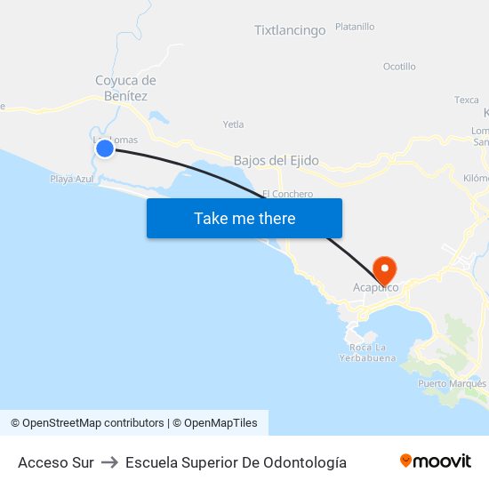 Acceso Sur to Escuela Superior De Odontología map