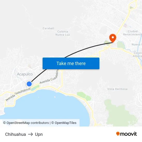 Chihuahua to Upn map