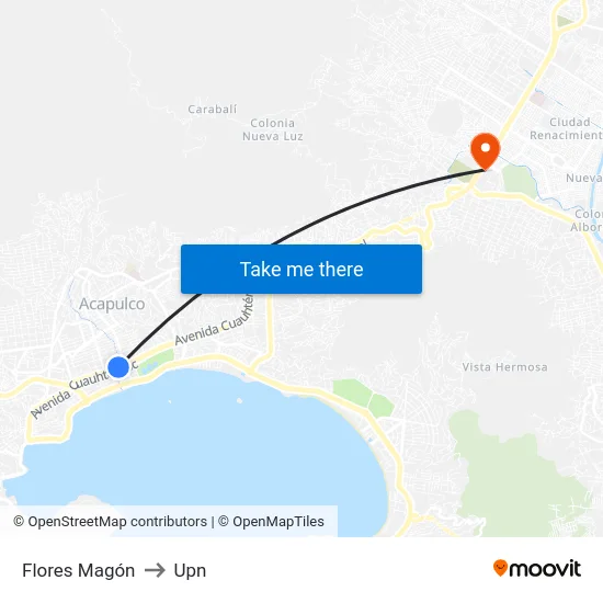 Flores Magón to Upn map