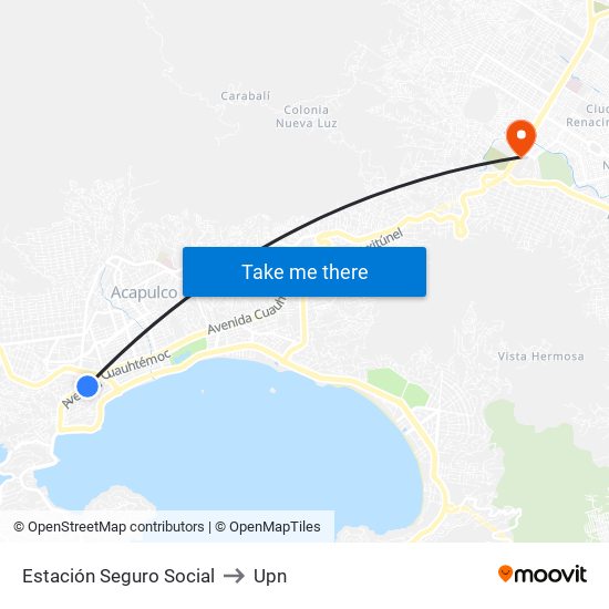 Estación Seguro Social to Upn map