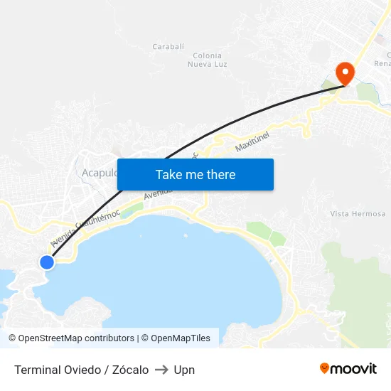 Terminal Oviedo / Zócalo to Upn map