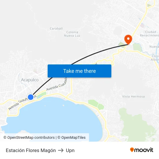 Estación Flores Magón to Upn map
