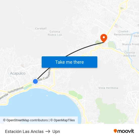 Estación Las Anclas to Upn map