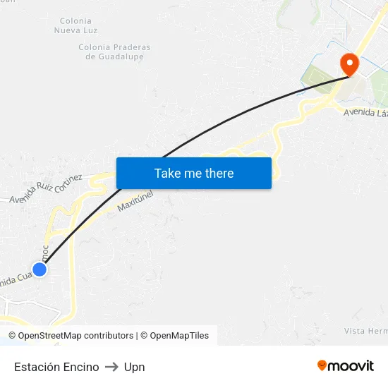 Estación Encino to Upn map