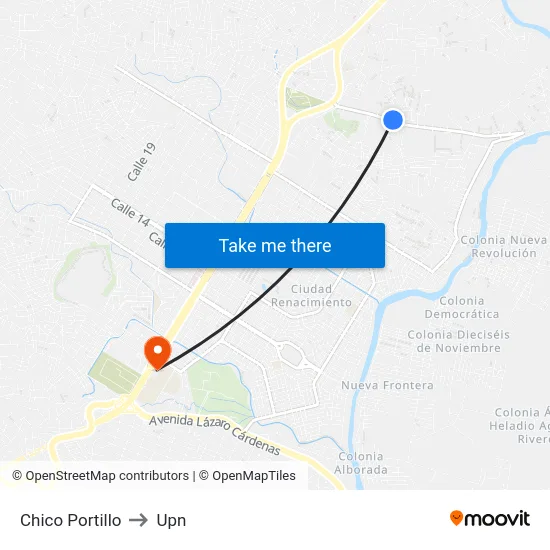 Chico Portillo to Upn map