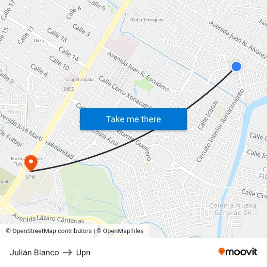 Julián Blanco to Upn map