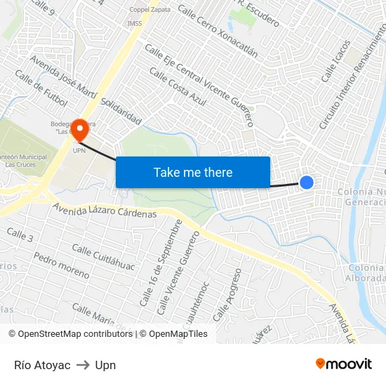 Río Atoyac to Upn map