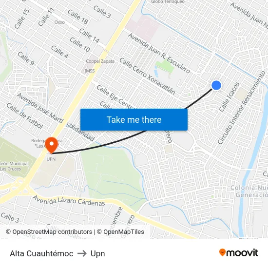 Alta Cuauhtémoc to Upn map