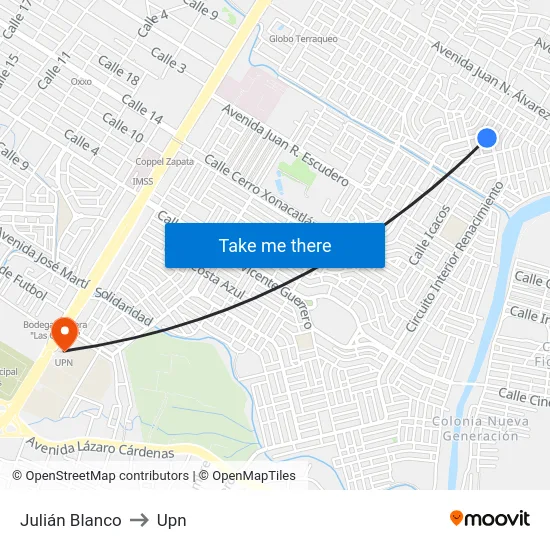 Julián Blanco to Upn map