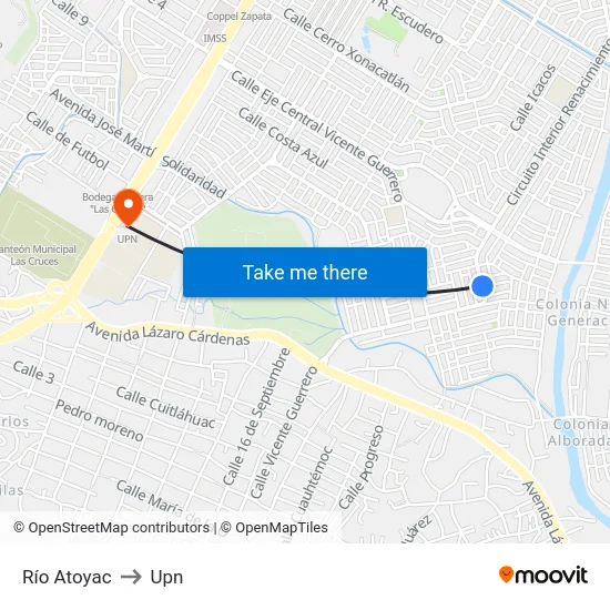 Río Atoyac to Upn map