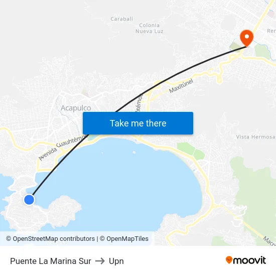 Puente La Marina Sur to Upn map