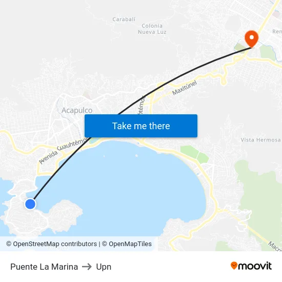 Puente La Marina to Upn map