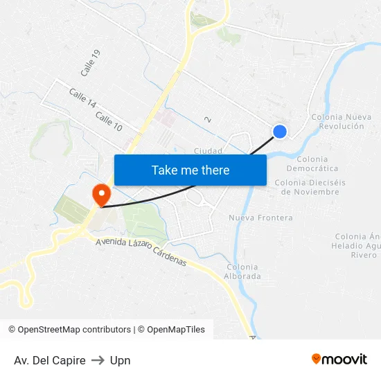 Av. Del Capire to Upn map