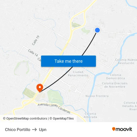 Chico Portillo to Upn map