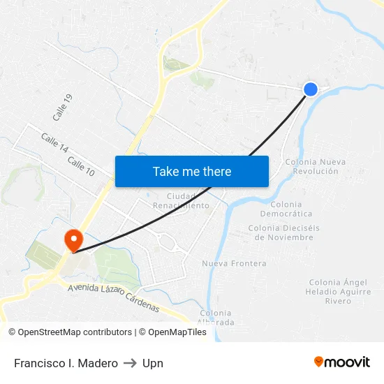 Francisco I. Madero to Upn map