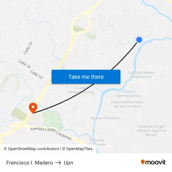 Francisco I. Madero to Upn map