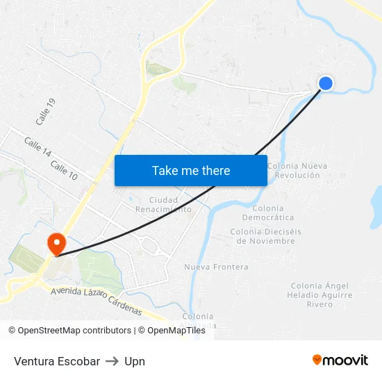 Ventura Escobar to Upn map