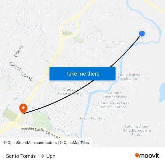Santo Tomás to Upn map